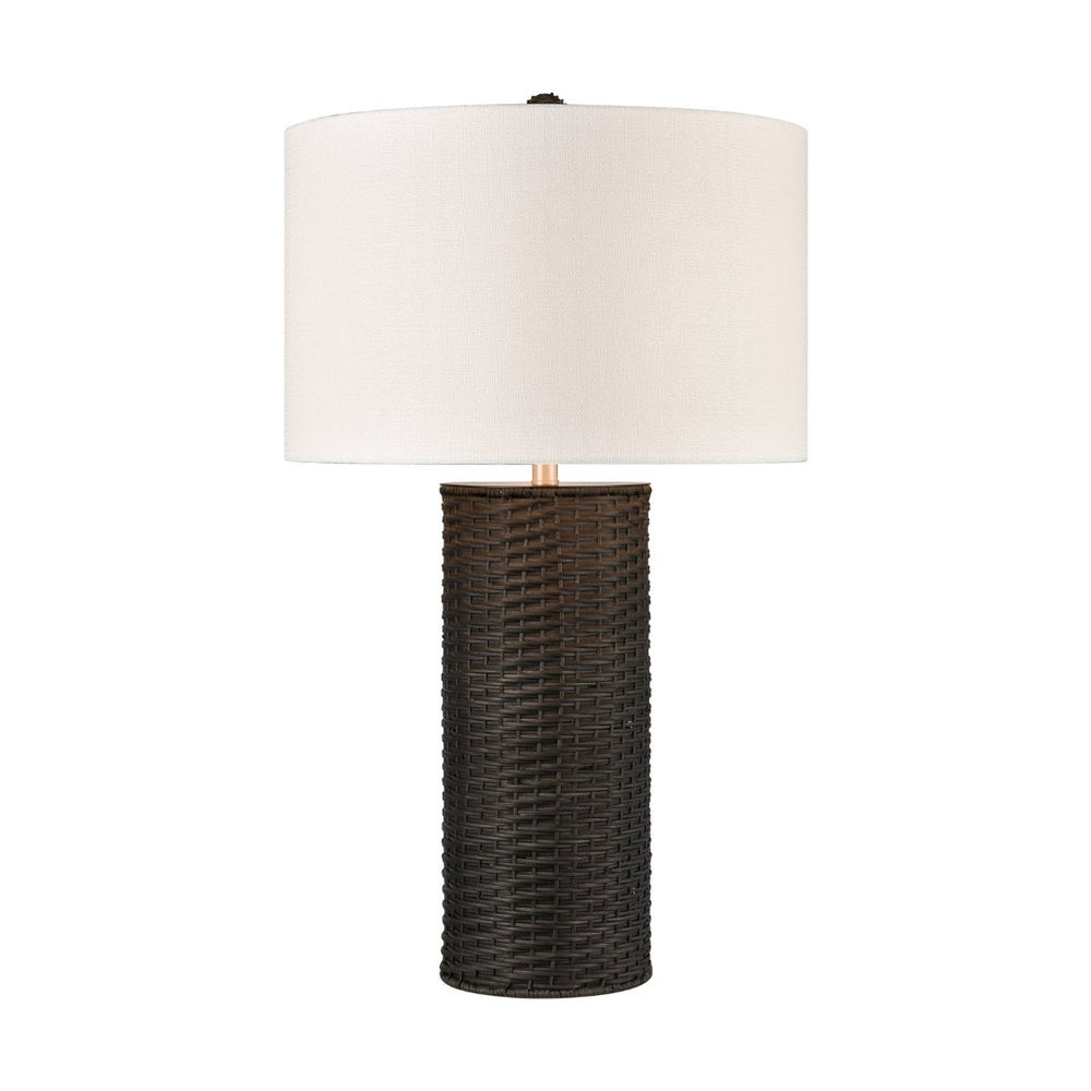 Atlas Mulberry 30" High Woven Rattan Table Lamp with Crisp White Shade for Modern Coastal Décor Style PL11085-BK