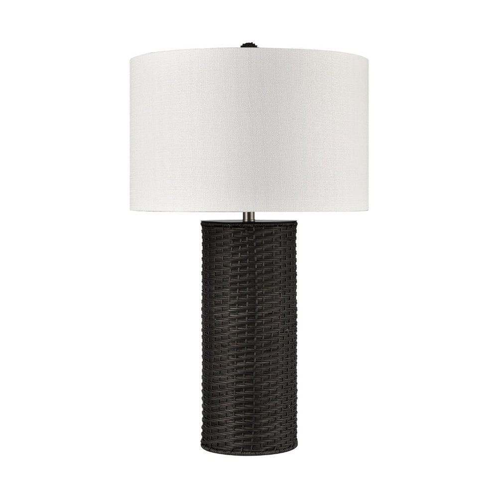 Atlas Mulberry 30" High Woven Rattan Table Lamp with Crisp White Shade for Modern Coastal Décor Style PL11085-BK