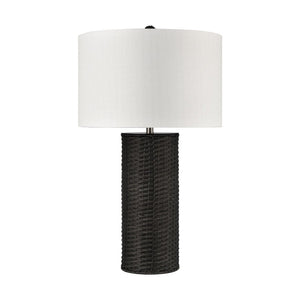 Atlas Mulberry 30" High Woven Rattan Table Lamp with Crisp White Shade for Modern Coastal Décor Style PL11085-BK