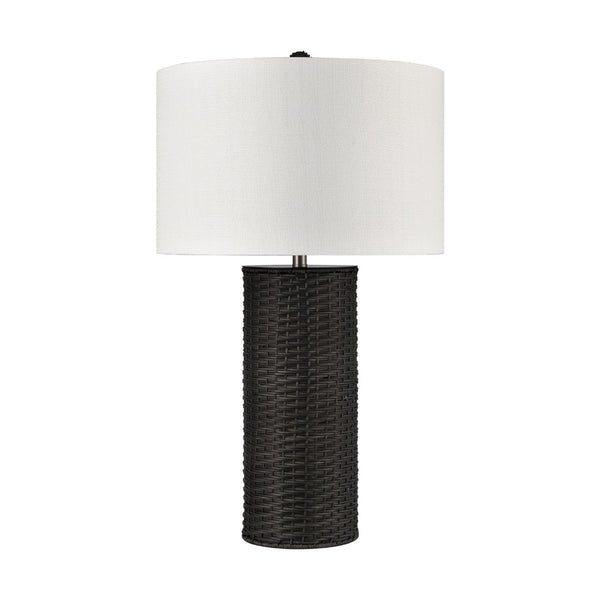 Atlas Mulberry 30" High Woven Rattan Table Lamp with Crisp White Shade for Modern Coastal Décor Style PL11085-BK