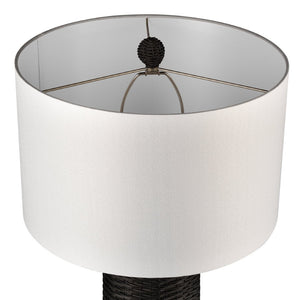 Atlas Mulberry 30" High Woven Rattan Table Lamp with Crisp White Shade for Modern Coastal Décor Style PL11085-BK