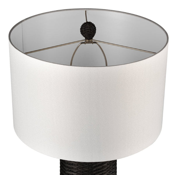 Atlas Mulberry 30" High Woven Rattan Table Lamp with Crisp White Shade for Modern Coastal Décor Style PL11085-BK