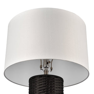 Atlas Mulberry 30" High Woven Rattan Table Lamp with Crisp White Shade for Modern Coastal Décor Style PL11085-BK