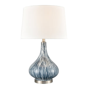 Atlas Northcott 28'' High Coastal-Inspired Table Lamp with Elegant Glass Body and Soft Linen Shade Blue PL11087-BL