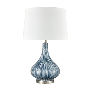 Atlas Northcott 28'' High Coastal-Inspired Table Lamp with Elegant Glass Body and Soft Linen Shade Blue PL11087-BL