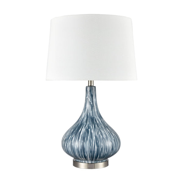 Atlas Northcott 28'' High Coastal-Inspired Table Lamp with Elegant Glass Body and Soft Linen Shade Blue PL11087-BL