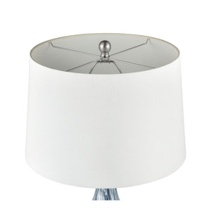 Atlas Northcott 28'' High Coastal-Inspired Table Lamp with Elegant Glass Body and Soft Linen Shade Blue PL11087-BL
