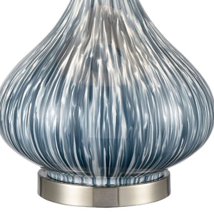Atlas Northcott 28'' High Coastal-Inspired Table Lamp with Elegant Glass Body and Soft Linen Shade Blue PL11087-BL