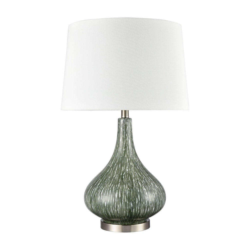 Atlas Northcott 28'' High Coastal-Inspired Table Lamp with Elegant Glass Body and Soft Linen Shade Green PL11087-GN
