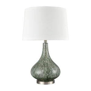 Atlas Northcott 28'' High Coastal-Inspired Table Lamp with Elegant Glass Body and Soft Linen Shade Green PL11087-GN
