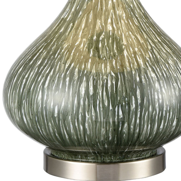 Atlas Northcott 28'' High Coastal-Inspired Table Lamp with Elegant Glass Body and Soft Linen Shade Green PL11087-GN