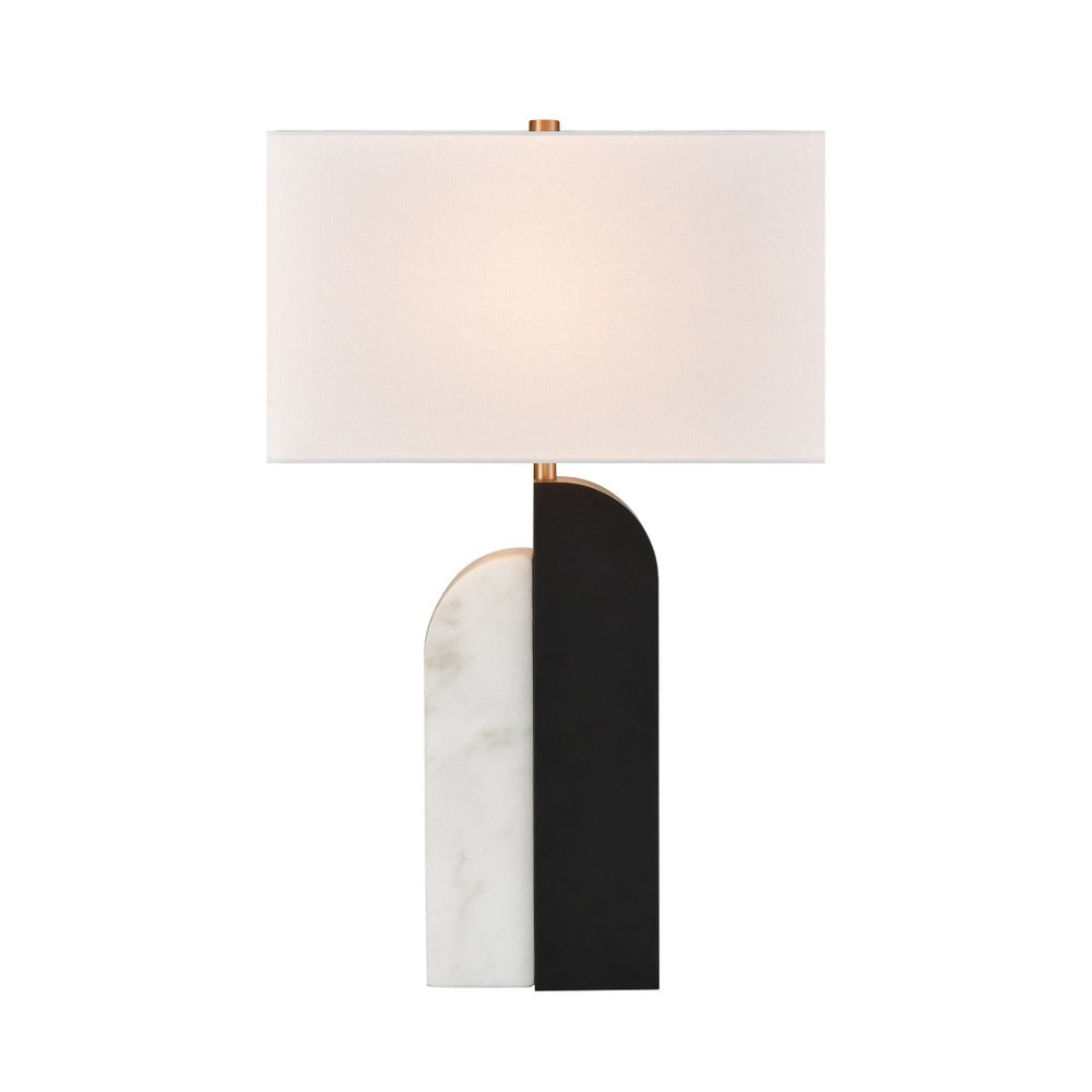 Atlas Ohara 28" High Table Lamp - Modern Matte Black & White Marble Base, Perfect for Any Room Decor PL11088-BK