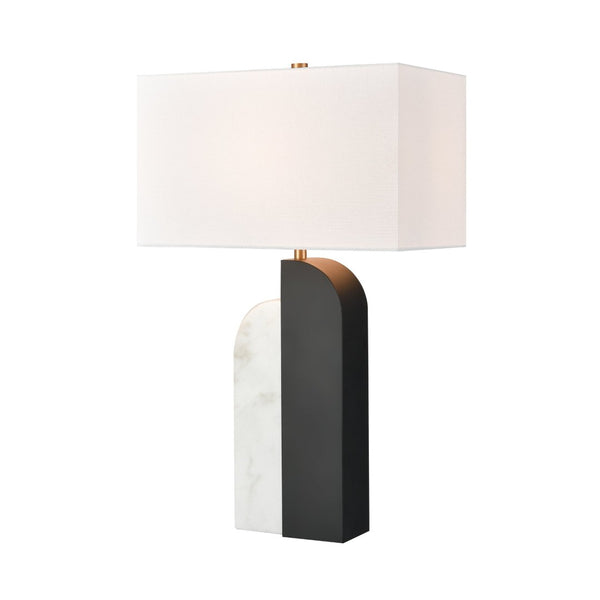 Atlas Ohara 28" High Table Lamp - Modern Matte Black & White Marble Base, Perfect for Any Room Decor PL11088-BK