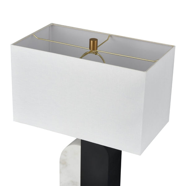Atlas Ohara 28" High Table Lamp - Modern Matte Black & White Marble Base, Perfect for Any Room Decor PL11088-BK