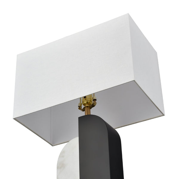 Atlas Ohara 28" High Table Lamp - Modern Matte Black & White Marble Base, Perfect for Any Room Decor PL11088-BK