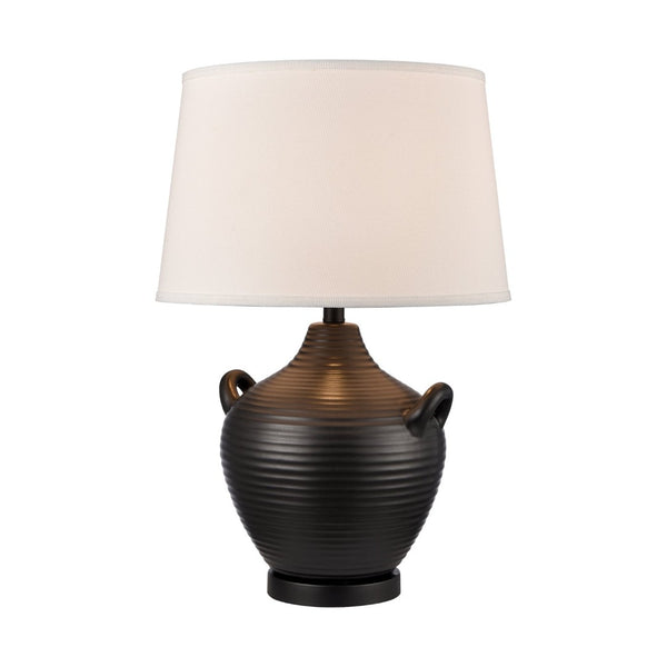Atlas Oxford 25'' High 1-Light Table Lamp - Elegant Urn Design with Glossy Ribbed Base for Home Decor Black PL11089-BK