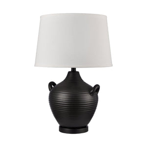 Atlas Oxford 25'' High 1-Light Table Lamp - Elegant Urn Design with Glossy Ribbed Base for Home Decor Black PL11089-BK