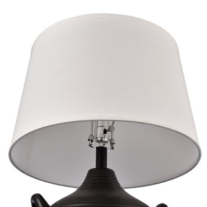Atlas Oxford 25'' High 1-Light Table Lamp - Elegant Urn Design with Glossy Ribbed Base for Home Decor Black PL11089-BK