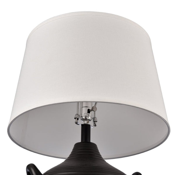 Atlas Oxford 25'' High 1-Light Table Lamp - Elegant Urn Design with Glossy Ribbed Base for Home Decor Black PL11089-BK