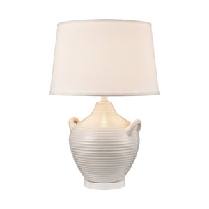 Atlas Oxford 25'' High 1-Light Table Lamp - Elegant Urn Design with Glossy Ribbed Base for Home Decor White PL11089-WH