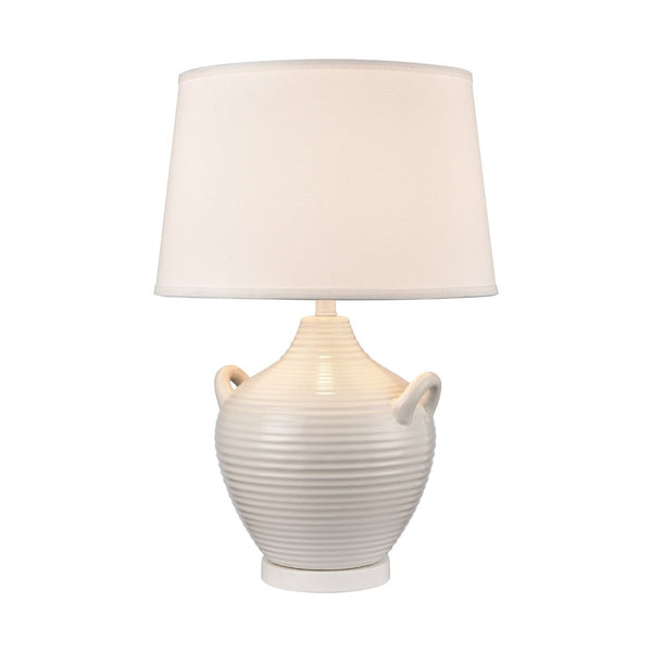 Atlas Oxford 25'' High 1-Light Table Lamp - Elegant Urn Design with Glossy Ribbed Base for Home Decor White PL11089-WH