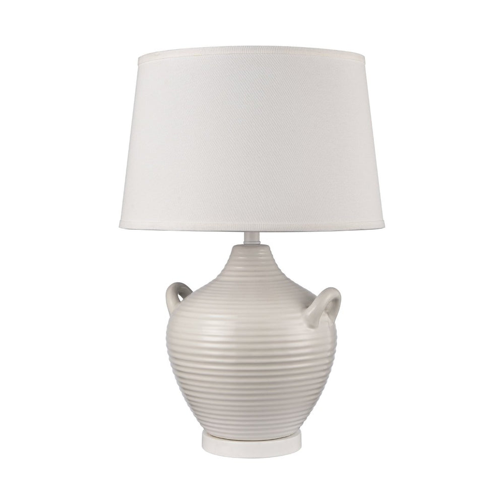 Atlas Oxford 25'' High 1-Light Table Lamp - Elegant Urn Design with Glossy Ribbed Base for Home Decor White PL11089-WH
