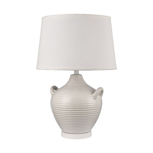 Atlas Oxford 25'' High 1-Light Table Lamp - Elegant Urn Design with Glossy Ribbed Base for Home Decor White PL11089-WH