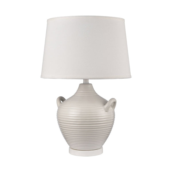 Atlas Oxford 25'' High 1-Light Table Lamp - Elegant Urn Design with Glossy Ribbed Base for Home Decor White PL11089-WH