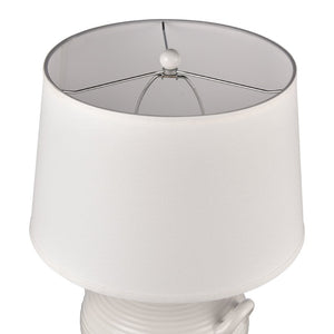 Atlas Oxford 25'' High 1-Light Table Lamp - Elegant Urn Design with Glossy Ribbed Base for Home Decor White PL11089-WH