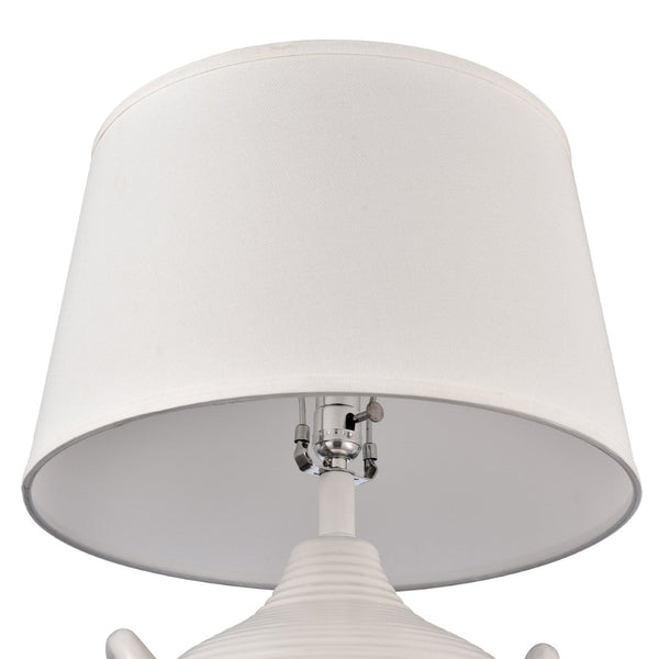 Atlas Oxford 25'' High 1-Light Table Lamp - Elegant Urn Design with Glossy Ribbed Base for Home Decor White PL11089-WH