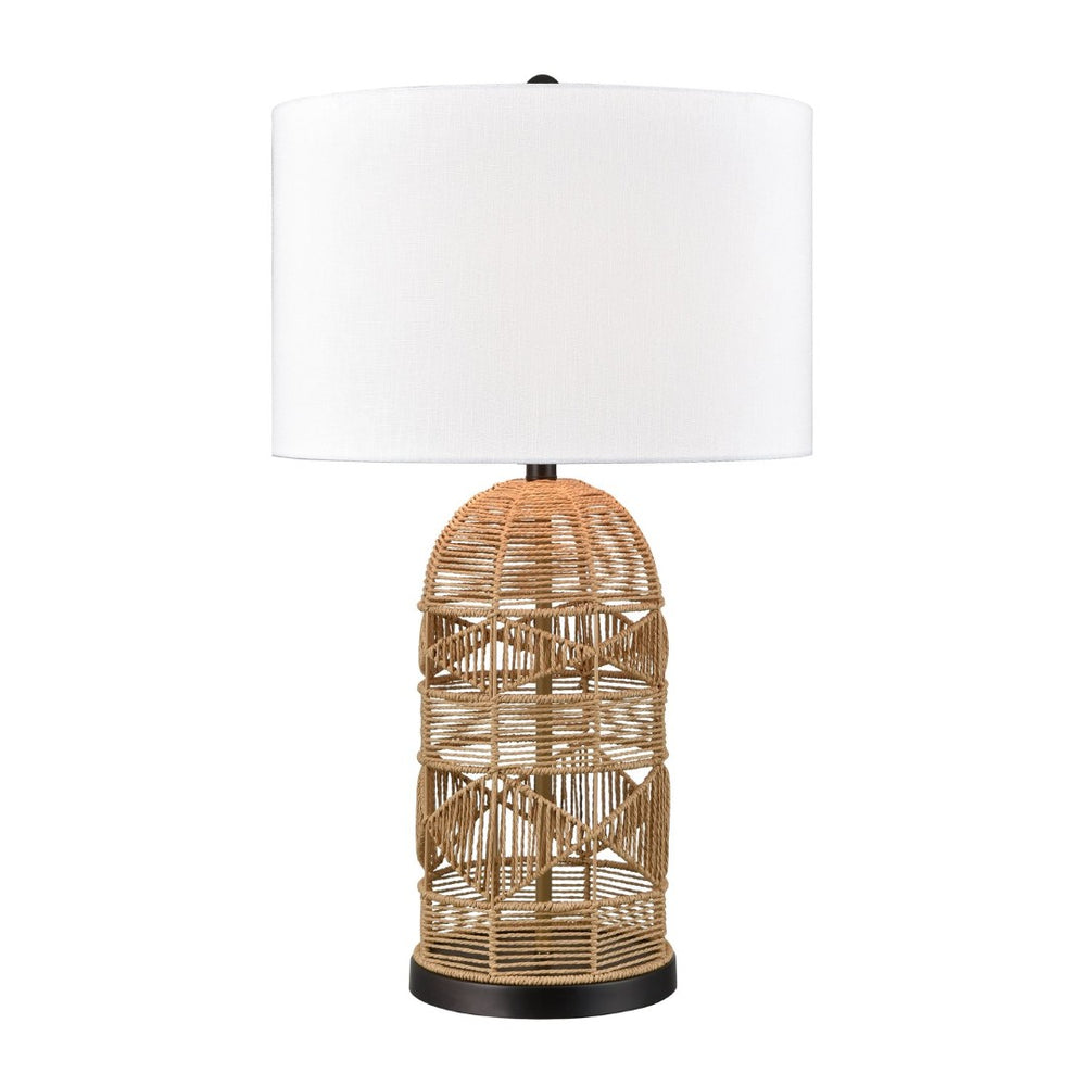Atlas Peckham 30'' High Table Lamp - Handcrafted Natural Woven Paper Rope with White Shade for Ambient Glow PL11090-NA