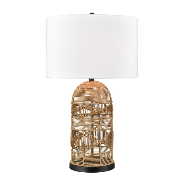 Atlas Peckham 30'' High Table Lamp - Handcrafted Natural Woven Paper Rope with White Shade for Ambient Glow PL11090-NA