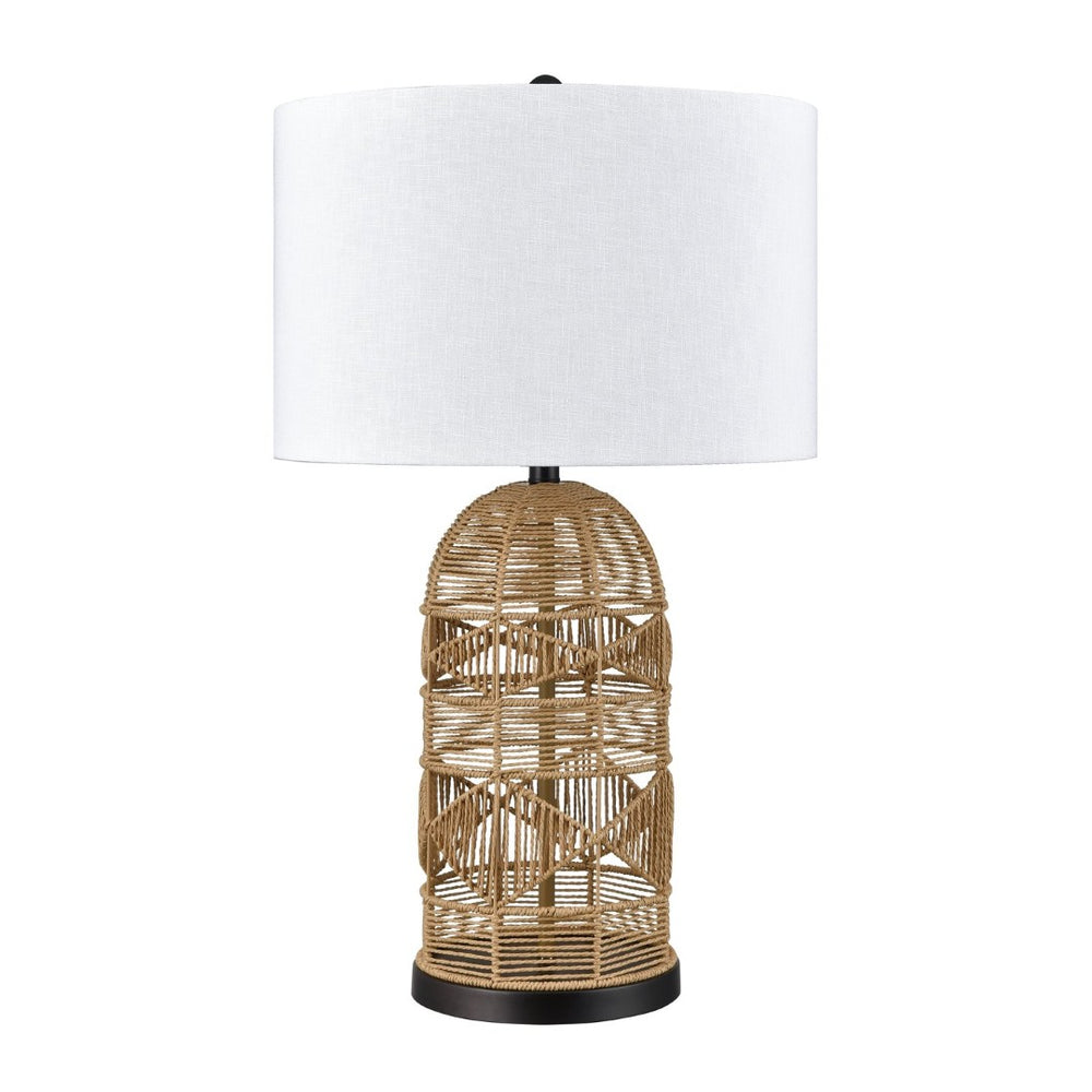Atlas Peckham 30'' High Table Lamp - Handcrafted Natural Woven Paper Rope with White Shade for Ambient Glow PL11090-NA