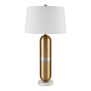 Atlas Pill 34'' High Table Lamp - Capsule-Inspired Aged Brass Light with Marble Base for Elegant Style PL11092-BS