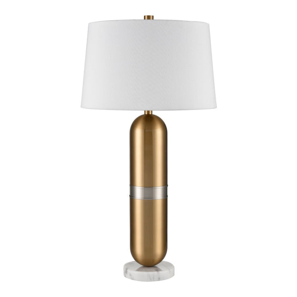 Atlas Pill 34'' High Table Lamp - Capsule-Inspired Aged Brass Light with Marble Base for Elegant Style PL11092-BS