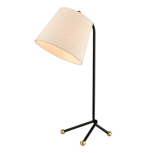 Atlas Pine 25'' High Minimalist Table Lamp - Black Steel Frame with Sand Linen Shade for Modern Spaces PL11093-BK