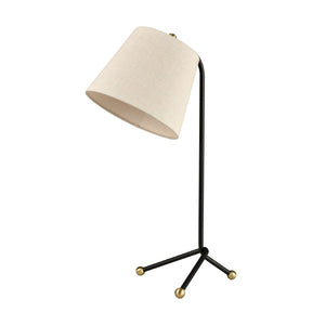 Atlas Pine 25'' High Minimalist Table Lamp - Black Steel Frame with Sand Linen Shade for Modern Spaces PL11093-BK