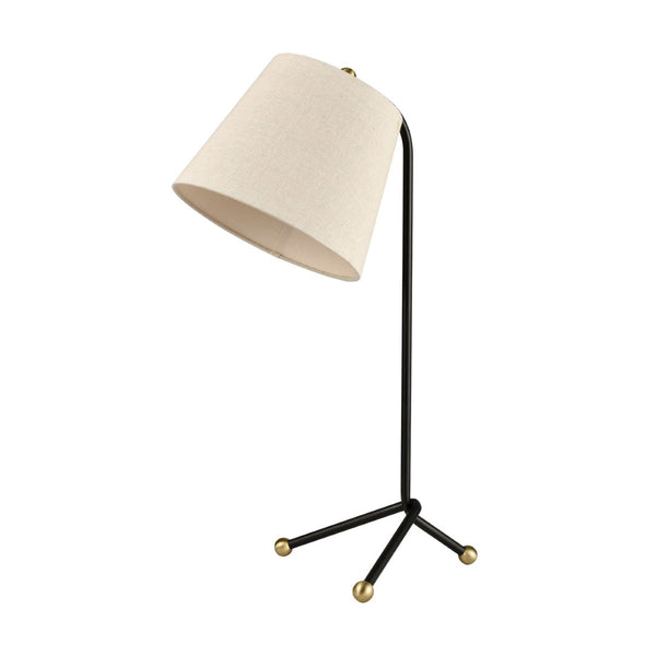 Atlas Pine 25'' High Minimalist Table Lamp - Black Steel Frame with Sand Linen Shade for Modern Spaces PL11093-BK