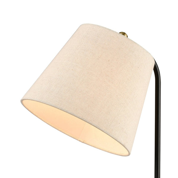 Atlas Pine 25'' High Minimalist Table Lamp - Black Steel Frame with Sand Linen Shade for Modern Spaces PL11093-BK