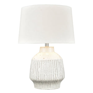 Atlas Rhoda 24'' High Table Lamp - Rustic Coastal Design with White Glaze & Textured Linen Shade PL11096-WH