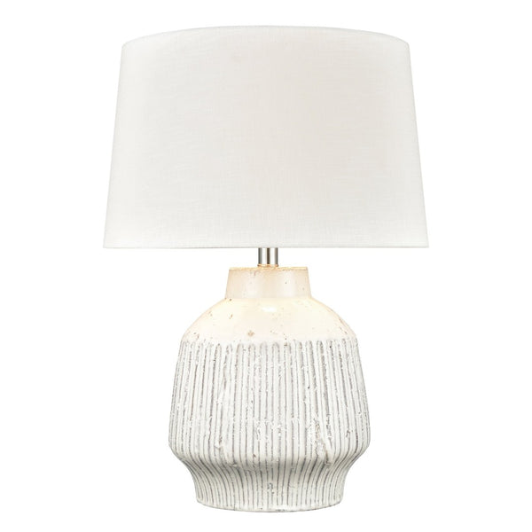 Atlas Rhoda 24'' High Table Lamp - Rustic Coastal Design with White Glaze & Textured Linen Shade PL11096-WH