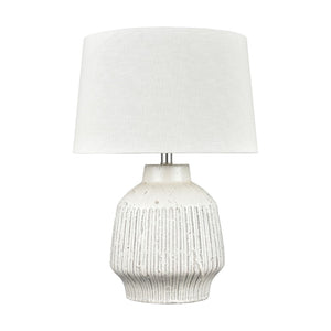 Atlas Rhoda 24'' High Table Lamp - Rustic Coastal Design with White Glaze & Textured Linen Shade PL11096-WH