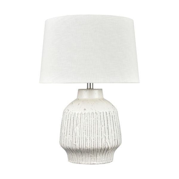Atlas Rhoda 24'' High Table Lamp - Rustic Coastal Design with White Glaze & Textured Linen Shade PL11096-WH