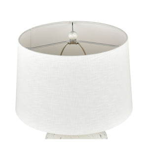 Atlas Rhoda 24'' High Table Lamp - Rustic Coastal Design with White Glaze & Textured Linen Shade PL11096-WH