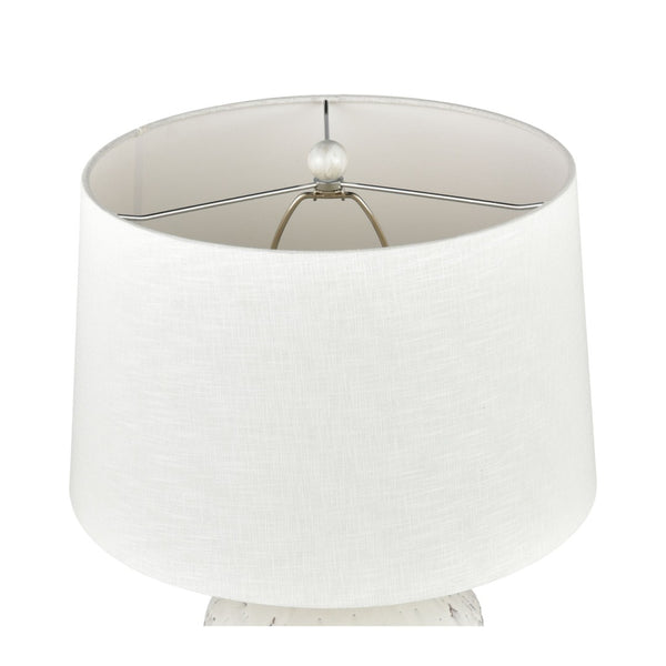 Atlas Rhoda 24'' High Table Lamp - Rustic Coastal Design with White Glaze & Textured Linen Shade PL11096-WH