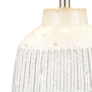 Atlas Rhoda 24'' High Table Lamp - Rustic Coastal Design with White Glaze & Textured Linen Shade PL11096-WH