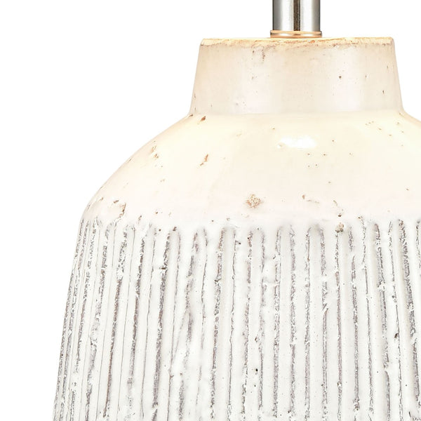 Atlas Rhoda 24'' High Table Lamp - Rustic Coastal Design with White Glaze & Textured Linen Shade PL11096-WH