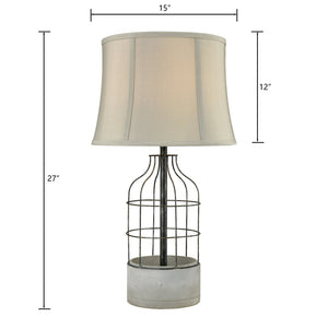 Atlas Rochefort 27'' High Table Lamp - Rustic Oil Rubbed Bronze with Sandstone Linen Shade for Cozy Spaces PL11097-BZ