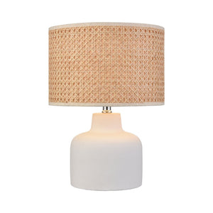 Atlas Rockport 17'' High Table Lamp - Polished Concrete Base with Handcrafted Dark Taupe Burlap Shade PL11099-WH