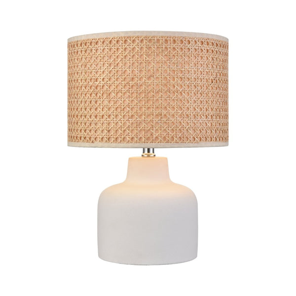Atlas Rockport 17'' High Table Lamp - Polished Concrete Base with Handcrafted Dark Taupe Burlap Shade PL11099-WH